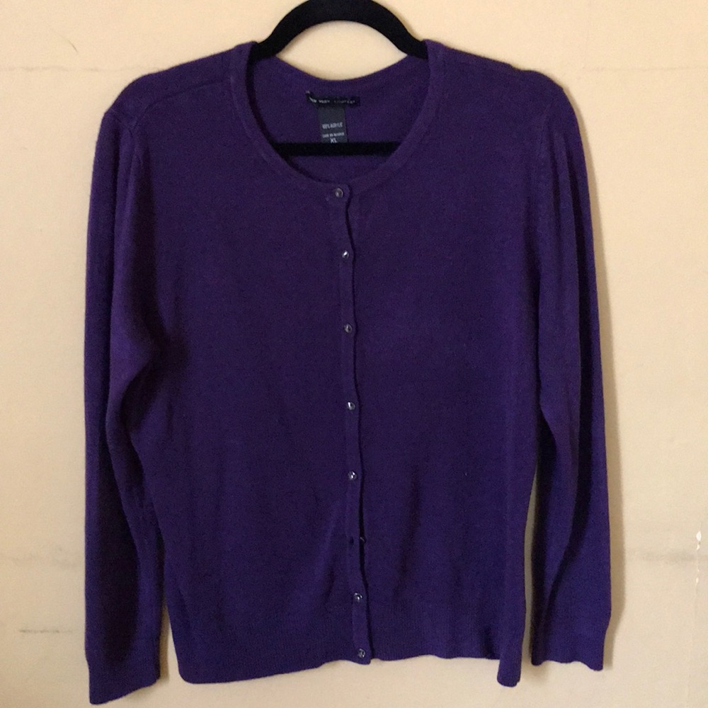 Purple cardigan